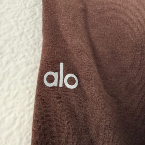 Alo Cropped Zip Hoodie — Espresso Brown - Picture 6 of 9